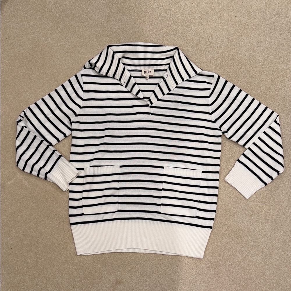 Striped Women’s Sailor Style lightweight Sweater Top - Black and White
